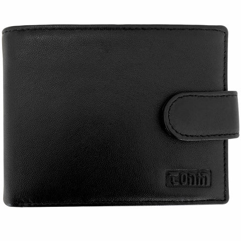 Carteira Masculina De Couro Fechamento Botão Com Porta Cartões Tonin Preto
