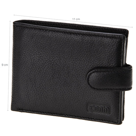Carteira Masculina De Couro Fechamento Botão Com Porta Cartões Tonin Preto