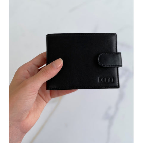 Carteira Masculina De Couro Fechamento Botão Com Porta Cartões Tonin Preto