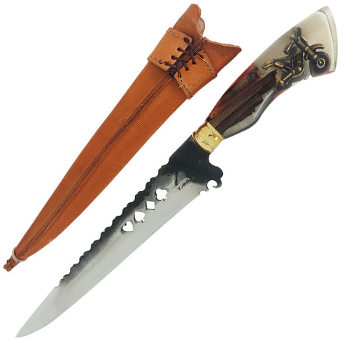 Faca Artesanal Javalizeira Churrasco Cabo Híbrido Trilheiro Moto Motoqueiro Enduro Naipes Brut Forge