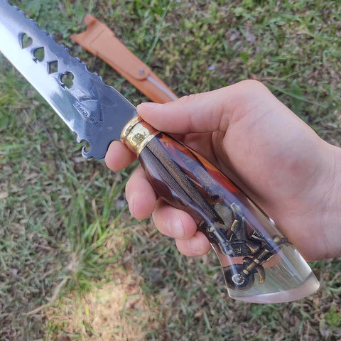 Faca Artesanal Javalizeira Churrasco Cabo Híbrido Trilheiro Moto Motoqueiro Enduro Naipes Brut Forge