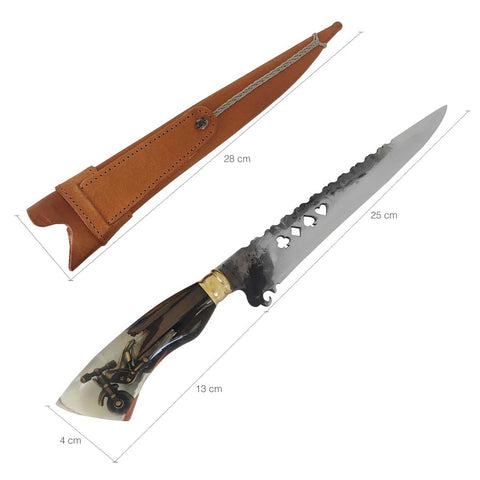 Faca Artesanal Javalizeira Churrasco Cabo Híbrido Trilheiro Moto Motoqueiro Enduro Naipes Brut Forge