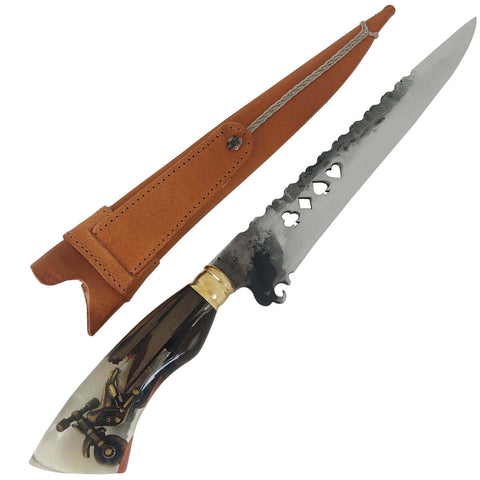 Faca Artesanal Javalizeira Churrasco Cabo Híbrido Trilheiro Moto Motoqueiro Enduro Naipes Brut Forge