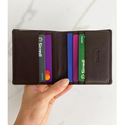 Carteira Masculina De Couro Porta Cartões Notas E Documentos Tonin Marrom