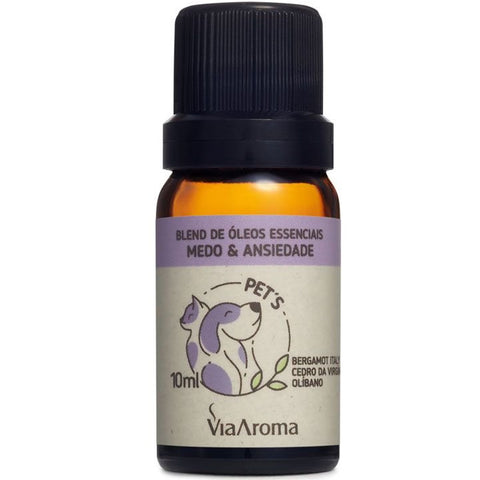 Blend De Óleos Essenciais Natural Pets 10ml Via Aroma Medo E Ansiedade