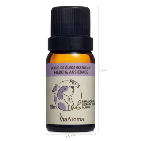 Blend De Óleos Essenciais Natural Pets 10ml Via Aroma Medo E Ansiedade