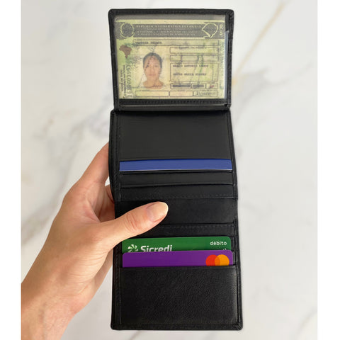 Carteira Masculina De Couro Porta Cartões Notas E Documentos Tonin Preto