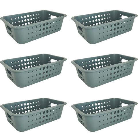 Conjunto De 6 Caixas Organizadoras De Plástico 3,3 Litros Kit De Cestos Pequenos Verde Eucalipto Ou
