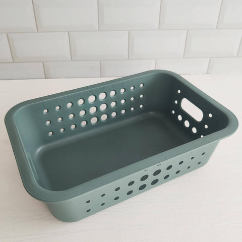 Conjunto De 6 Caixas Organizadoras De Plástico 3,3 Litros Kit De Cestos Pequenos Verde Eucalipto Ou