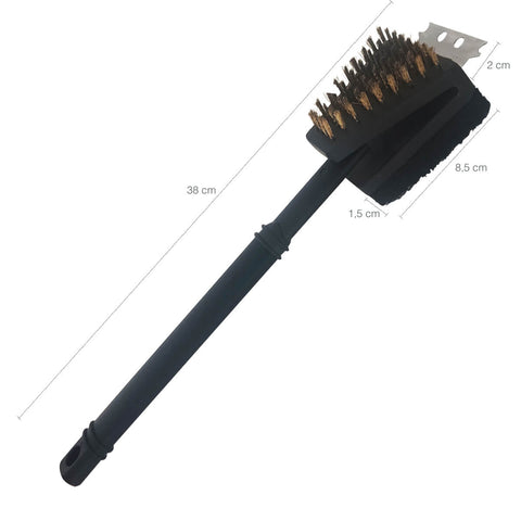 Limpa Grill Para limpar Grelha Chapa E Churrasqueira Com cerdas De Aço Inox Espátula E Esponja Nautika