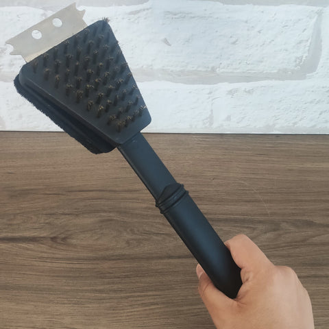 Limpa Grill Para limpar Grelha Chapa E Churrasqueira Com cerdas De Aço Inox Espátula E Esponja Nautika