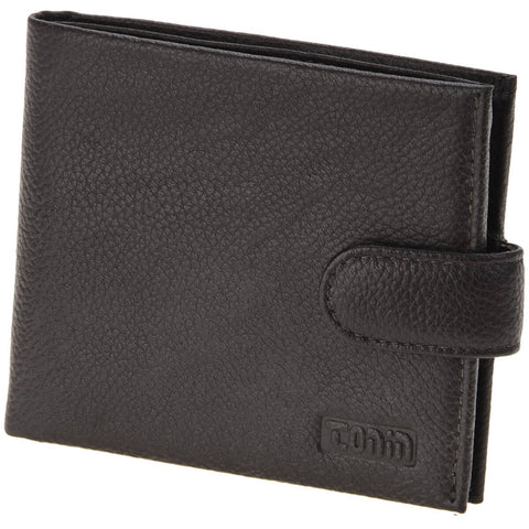 Carteira de Couro Masculina Com Botão e Divisória Porta 8 Cartões Chicago Marrom Tonin