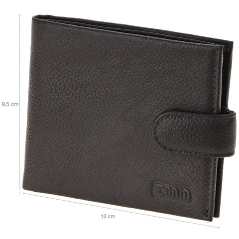 Carteira de Couro Masculina Com Botão e Divisória Porta 8 Cartões Chicago Marrom Tonin