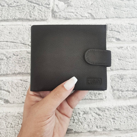 Carteira de Couro Masculina Com Botão e Divisória Porta 8 Cartões Chicago Marrom Tonin