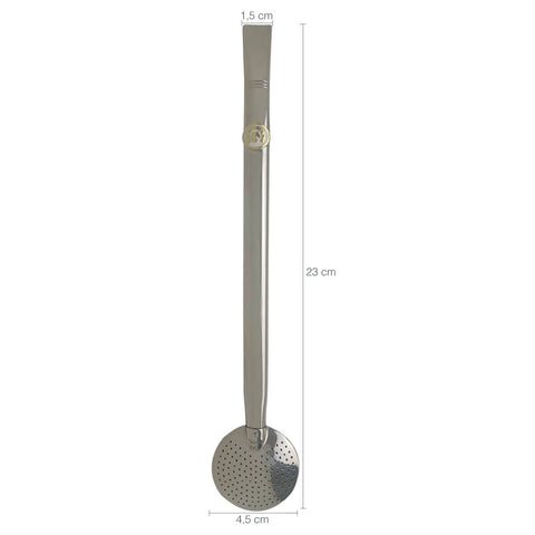 Bomba de Chimarrão Tererê Sublime 23cm Aço Inox Bojo Normal Pingente Ferradura Taumer