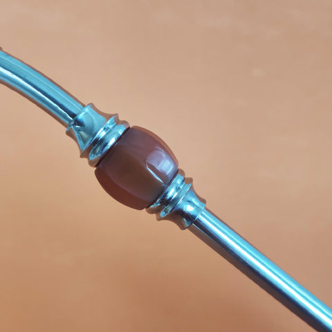 Bomba Chimarrão Pedra Ágata de Fogo 25cm Aço Inox Bojo Removível Taumer