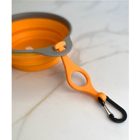 Tigela De Silicone Dobrável Camping 500ml Azteq Com Alça E Mosquetão Laranja