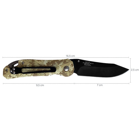 Canivete Tático Snap Nautika Aço Inox 420 Fosfatizado Camuflado