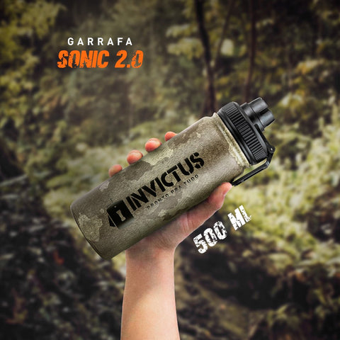 Garrafa Térmica 500ml Sonic Invictus Aço Inox 304 Tampa De Dupla Abertura Verde Camuflado