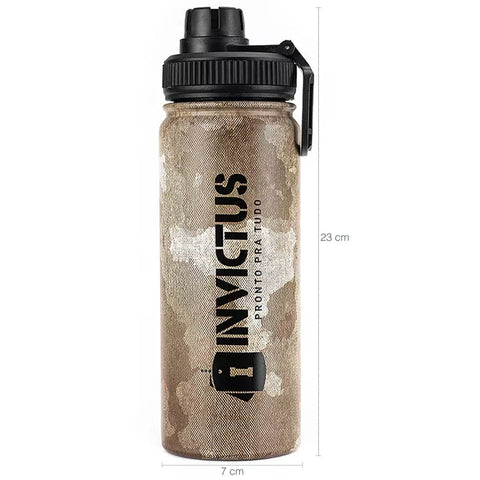 Garrafa Térmica Invictus Sonic 2.0 Squeeze Aço Inox 500ml com Alça Camuflado Coyote