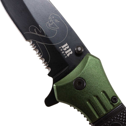 Canivete Tático Víbora BR Force Aço Inox 420 Fosfatizado Cabo Em Polímero Preto E Verde Oliva