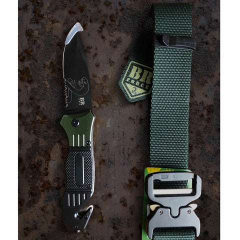 Canivete Tático Víbora BR Force Aço Inox 420 Fosfatizado Cabo Em Polímero Preto E Verde Oliva