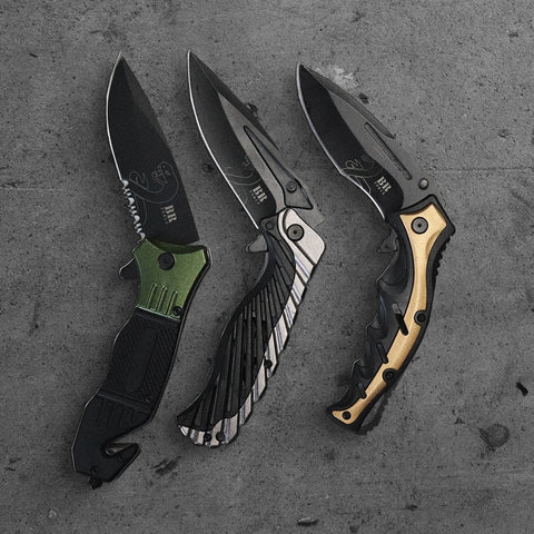 Canivete Tático Víbora BR Force Aço Inox 420 Fosfatizado Cabo Em Polímero Preto E Verde Oliva