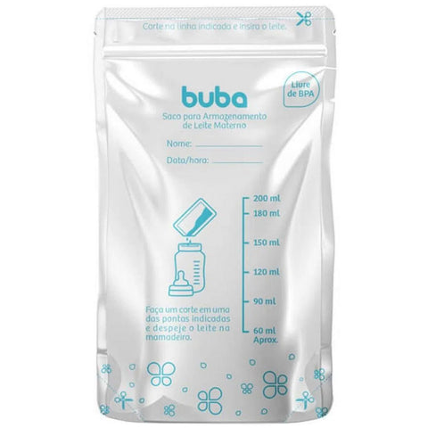 Saco para Armazenamento de Leite Materno Antivazamento Buba Baby 25un 200ml