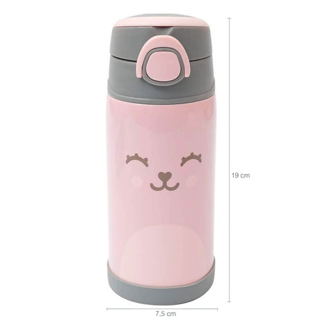 Garrafa Térmica Parede Dupla de Aço Inoxidável com Canudo Buba Gumy 400ml Rosa
