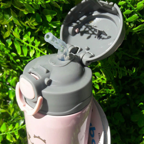 Garrafa Térmica Parede Dupla de Aço Inoxidável com Canudo Buba Gumy 400ml Rosa