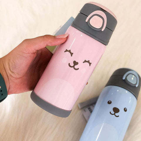 Garrafa Térmica Parede Dupla de Aço Inoxidável com Canudo Buba Gumy 400ml Rosa