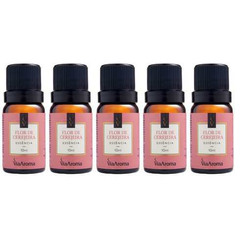 Kit 5 Essências Aromatizadoras Para Difusor Elétrico 10ml Via Aroma Flor De Cerejeira
