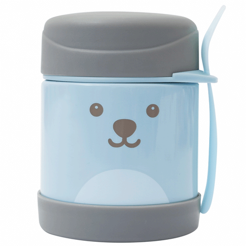 Pote Térmico para Papinha com Talher Buba Baby Gumy de Aço Inoxidável 320ml Azul