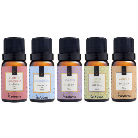 Kit 5 Essências Aromatizadoras Para Difusor Elétrico 10ml Via Aroma Sortidas