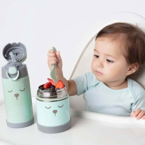 Pote Térmico para Papinha com Talher Buba Baby Gumy de Aço Inoxidável 320ml Verde