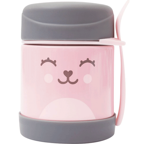 Pote Térmico para Papinha com Talher Buba Baby Gumy de Aço Inoxidável 320ml Rosa