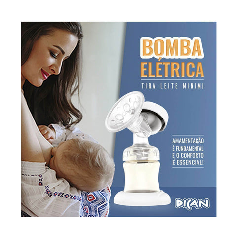 Bomba Tira Leite Elétrica 9 níveis de Sucção Porta USB Branca Minimi Dican Bivolt