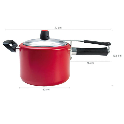 Panela de Pressão de Alumínio Antiaderente Pro-flon Vapt 4,5 litros Brinox Vermelha