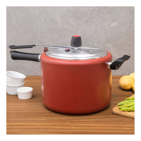Panela de Pressão de Alumínio Antiaderente Pro-flon Vapt 4,5 litros Brinox Vermelha