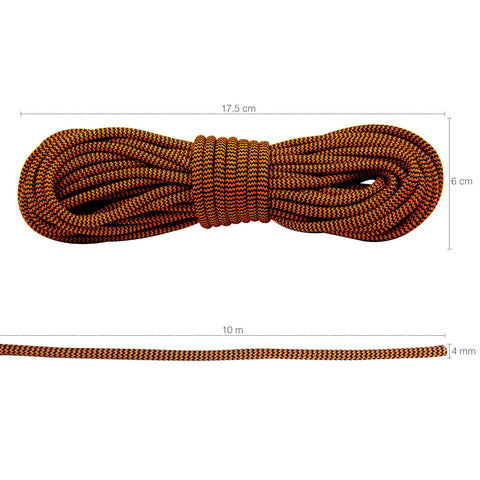 Paracord 550 Libras 4mm Corda De Sobrevivência Tática Militar 10 Metros 366kgf Wave Laranja