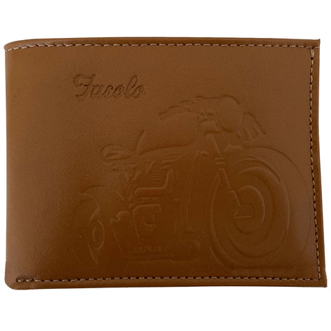 Carteira Masculina de Couro Vintage Moto Fasolo Porta Cartões Cédulas e Documentos Caramelo