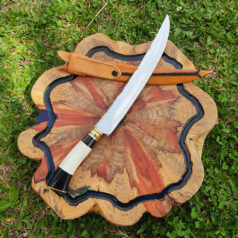 Faca Estilo Chef Nusret Gökçe 3mm Salt Bae Churrasco Artesanal 10' Aço Inox 420c Cabos Variados