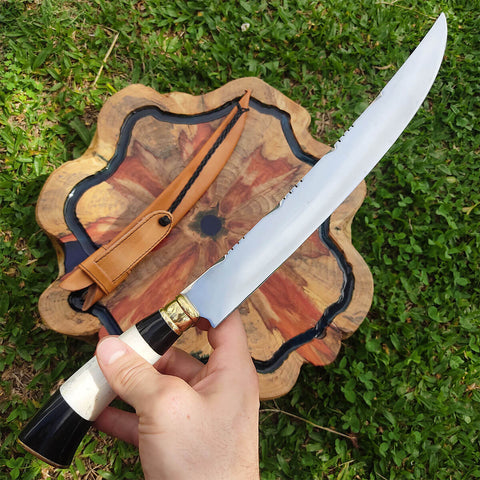 Faca Estilo Chef Nusret Gökçe 3mm Salt Bae Churrasco Artesanal 10' Aço Inox 420c Cabos Variados