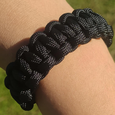 Pulseira Paracord 550lb Bracelete Tático 2,5m Corda De Sobrevivência Preto