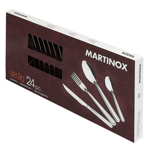 Jogo de Talheres 24 Peças Faqueiro Aço Inox para 6 Pessoas Linha Verão Martinox Martinazzo