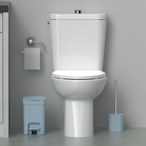 Conjunto de Banheiro Lixeira de Pedal Com Aro Interno 6L e Escova Sanitária com Suporte OU Azul Glacial