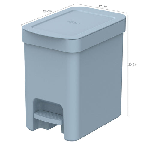 Conjunto de Banheiro Lixeira de Pedal Com Aro Interno 6L e Escova Sanitária com Suporte OU Azul Glacial