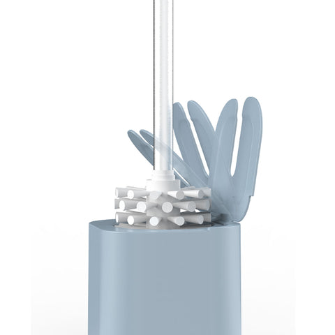 Conjunto de Banheiro Lixeira de Pedal Com Aro Interno 6L e Escova Sanitária com Suporte OU Azul Glacial