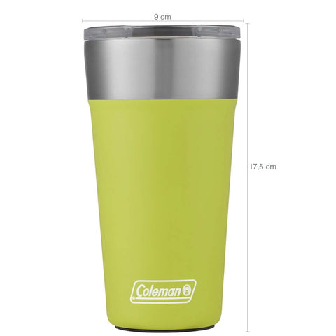 Copo Térmico de Cerveja com Tampa 600ml Aço Inox Copo Coleman Light Green com Abridor