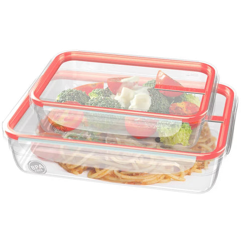 Conjunto de 2 Potes Herméticos Freshy 820ml e 1,6l Potes Retangulares Coral Sanremo